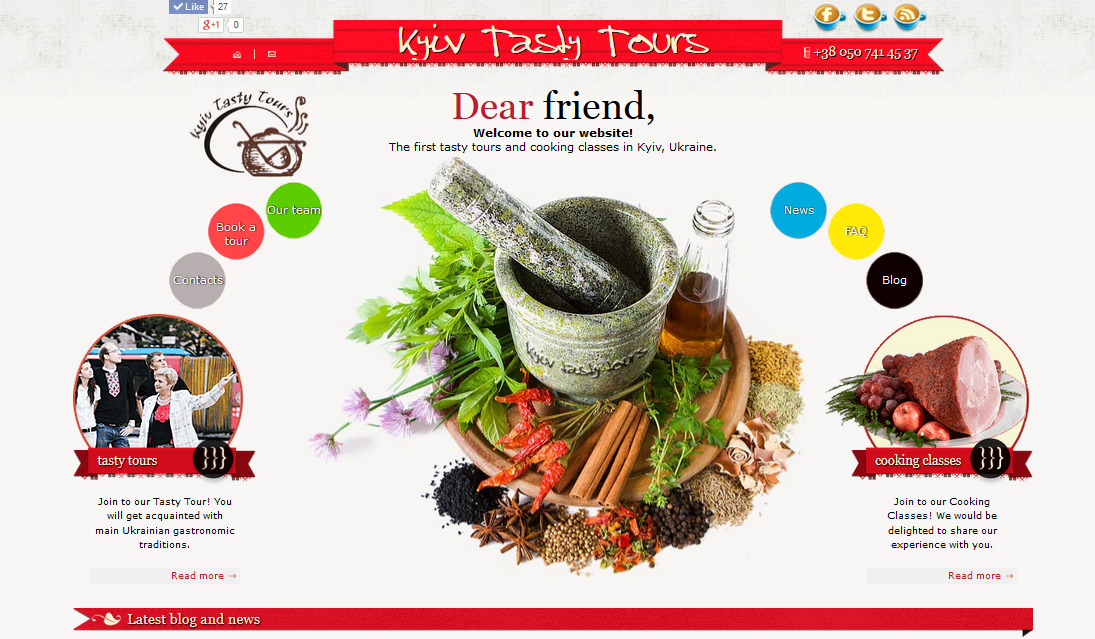 Сайт для туристической компании Kyiv Tasty Tours