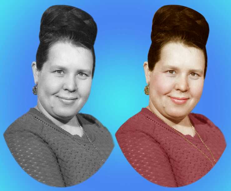 оцветнение черно-белой фотографии до и после
