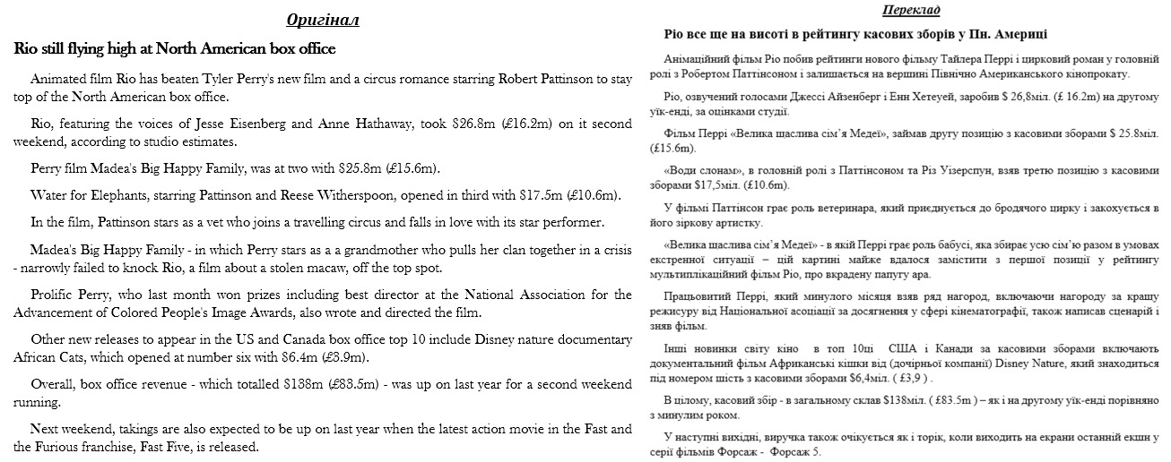 Translation of an article