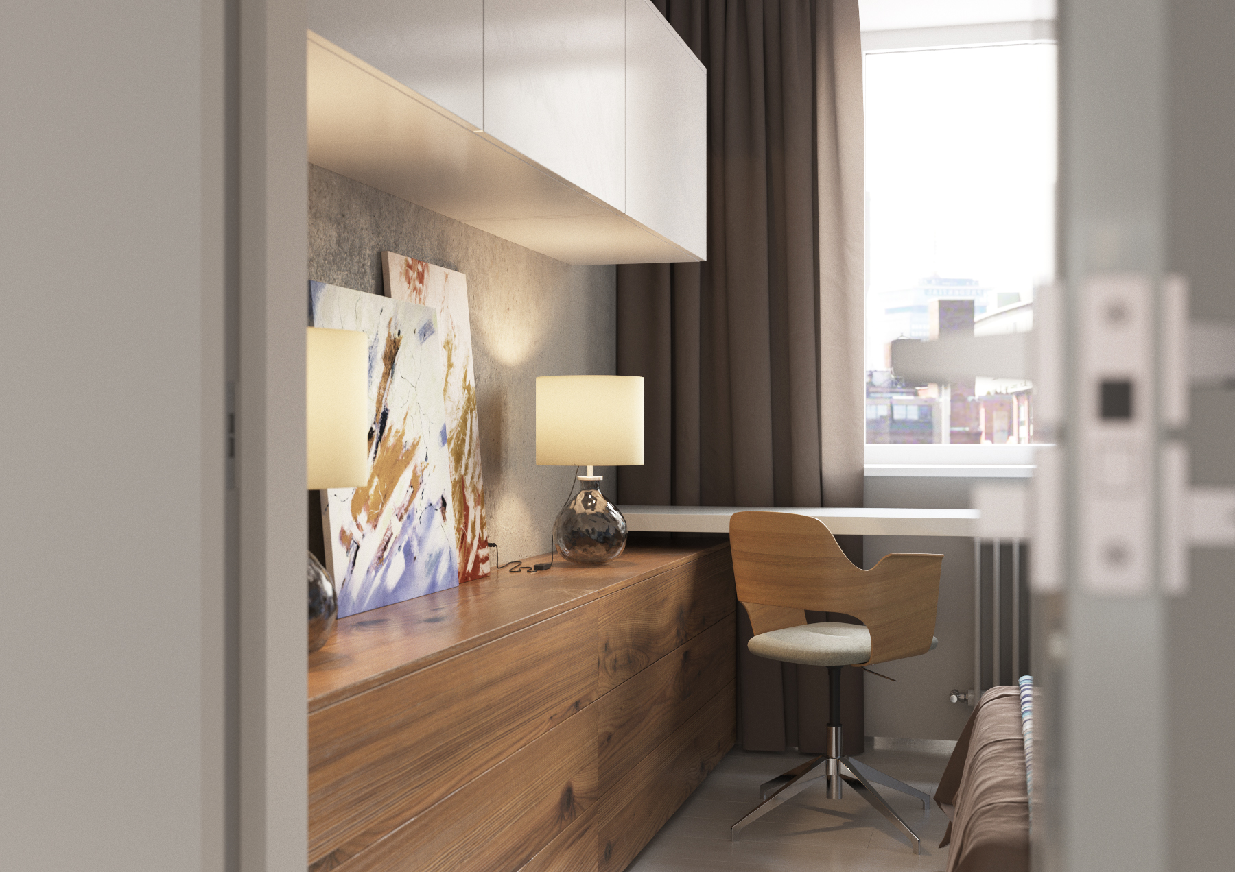 bedroom beige blue