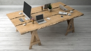 wood table and Apple