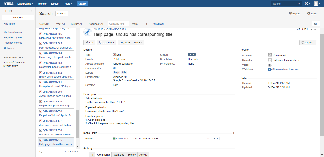 Using of JIRA