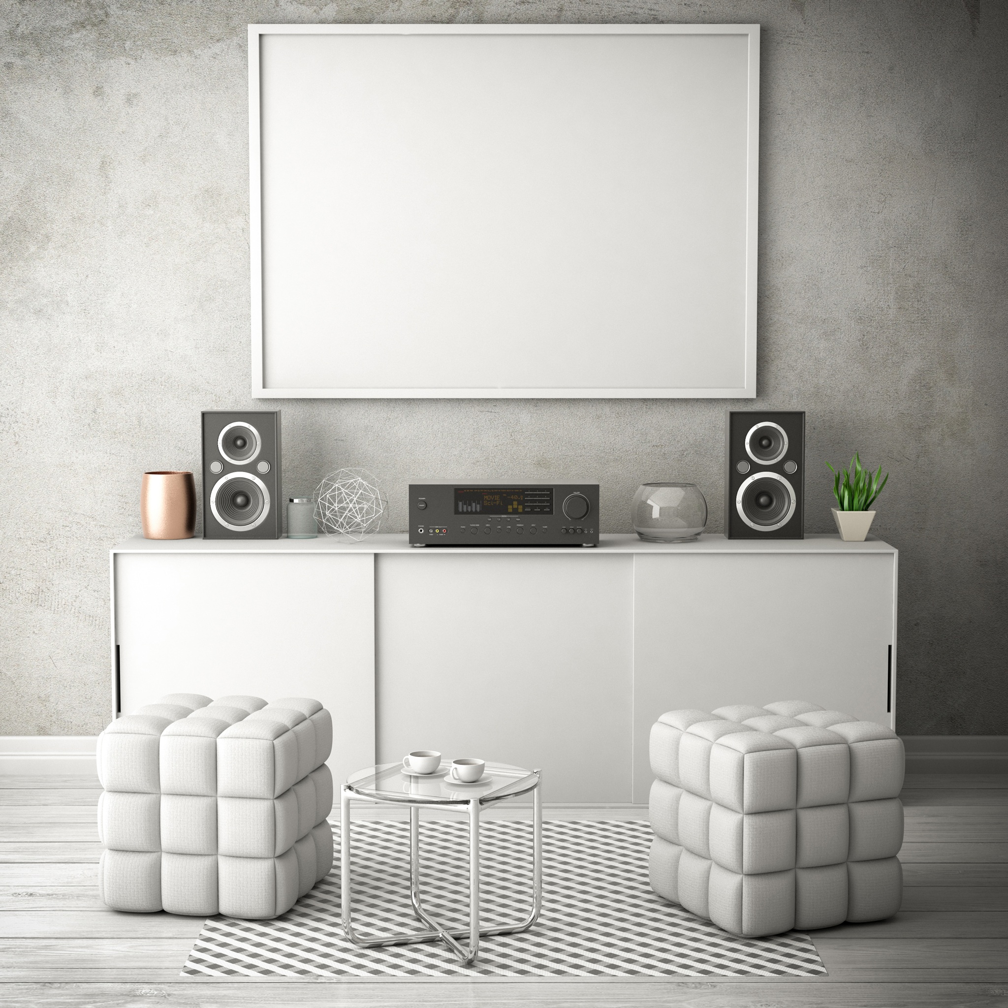 living white room 3d illustration