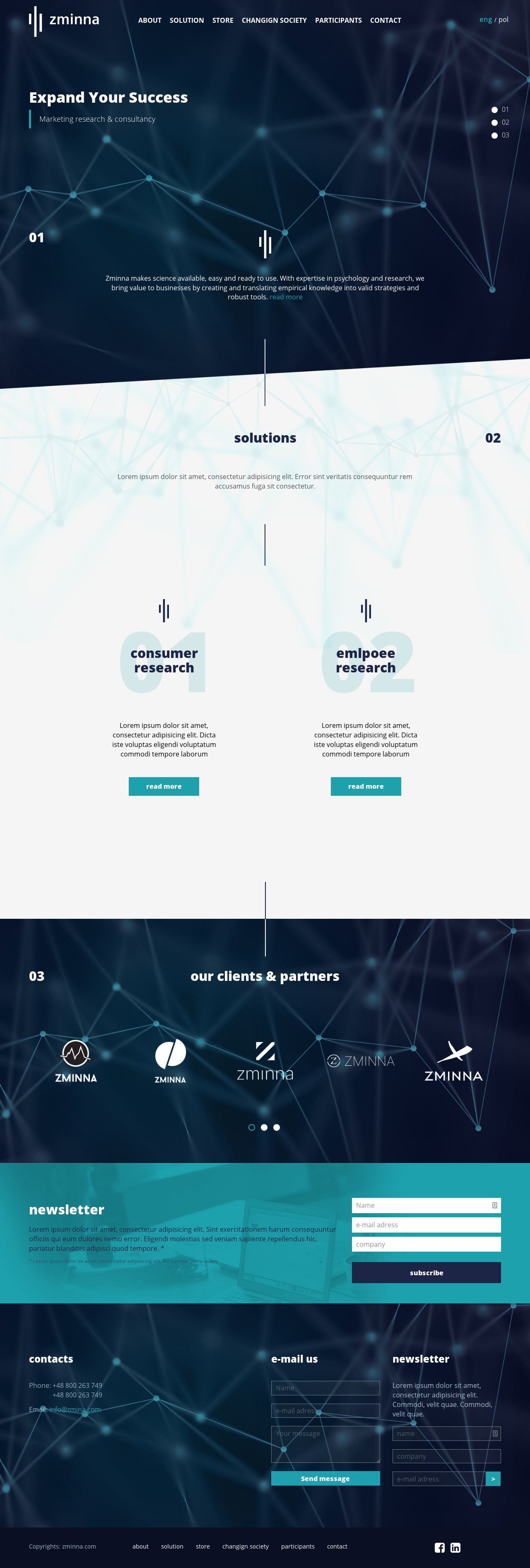 Разработка сайта для маркетинговой компании ZMINNA