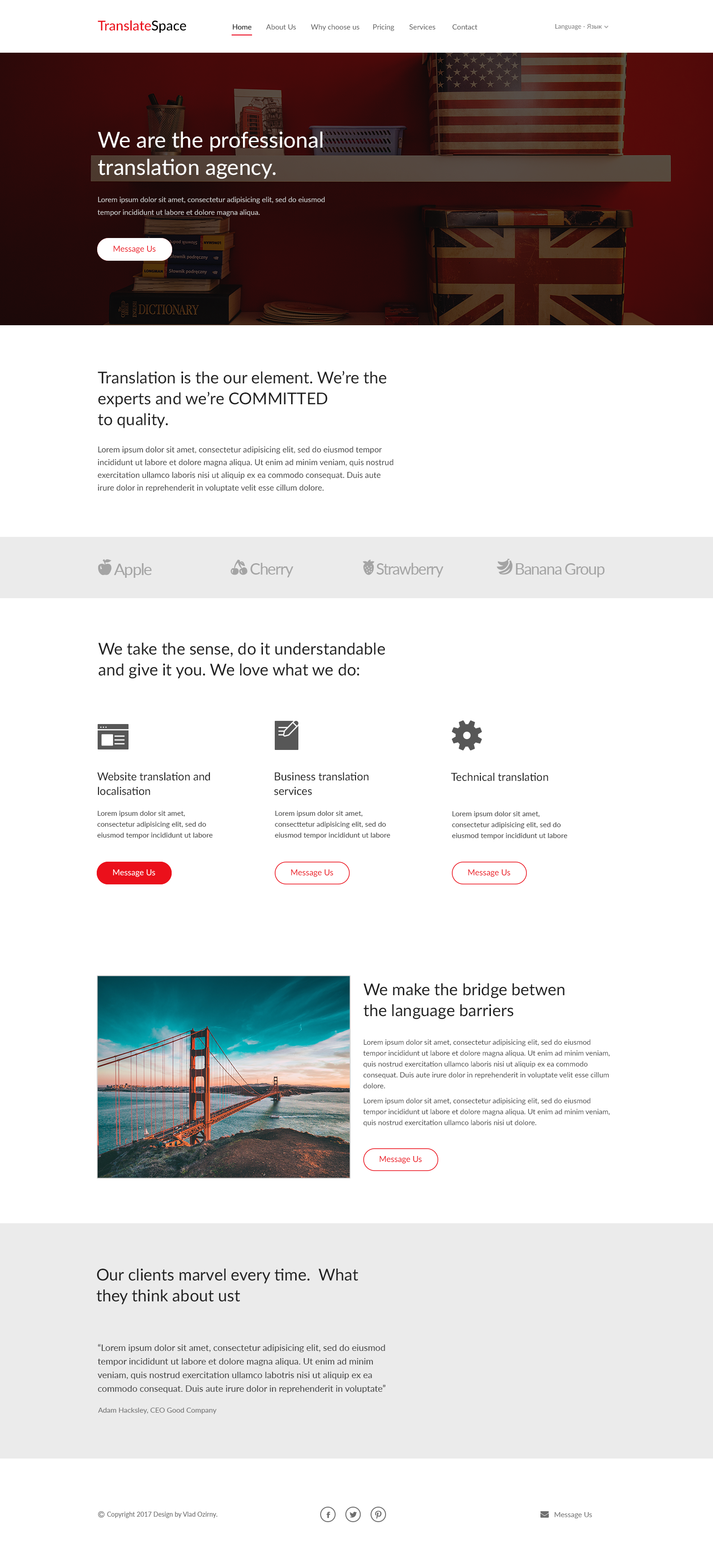Дизайн лендинга. Агенство переводов