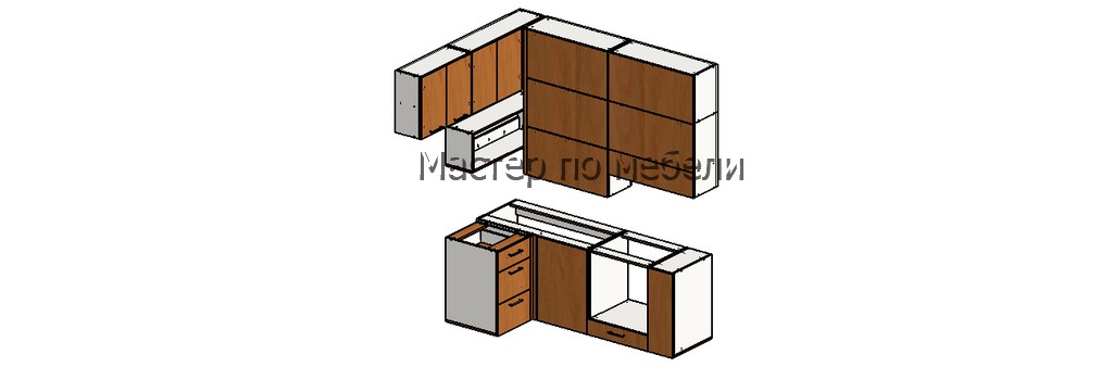 Разработка конструктива кухни в базис мебельщике