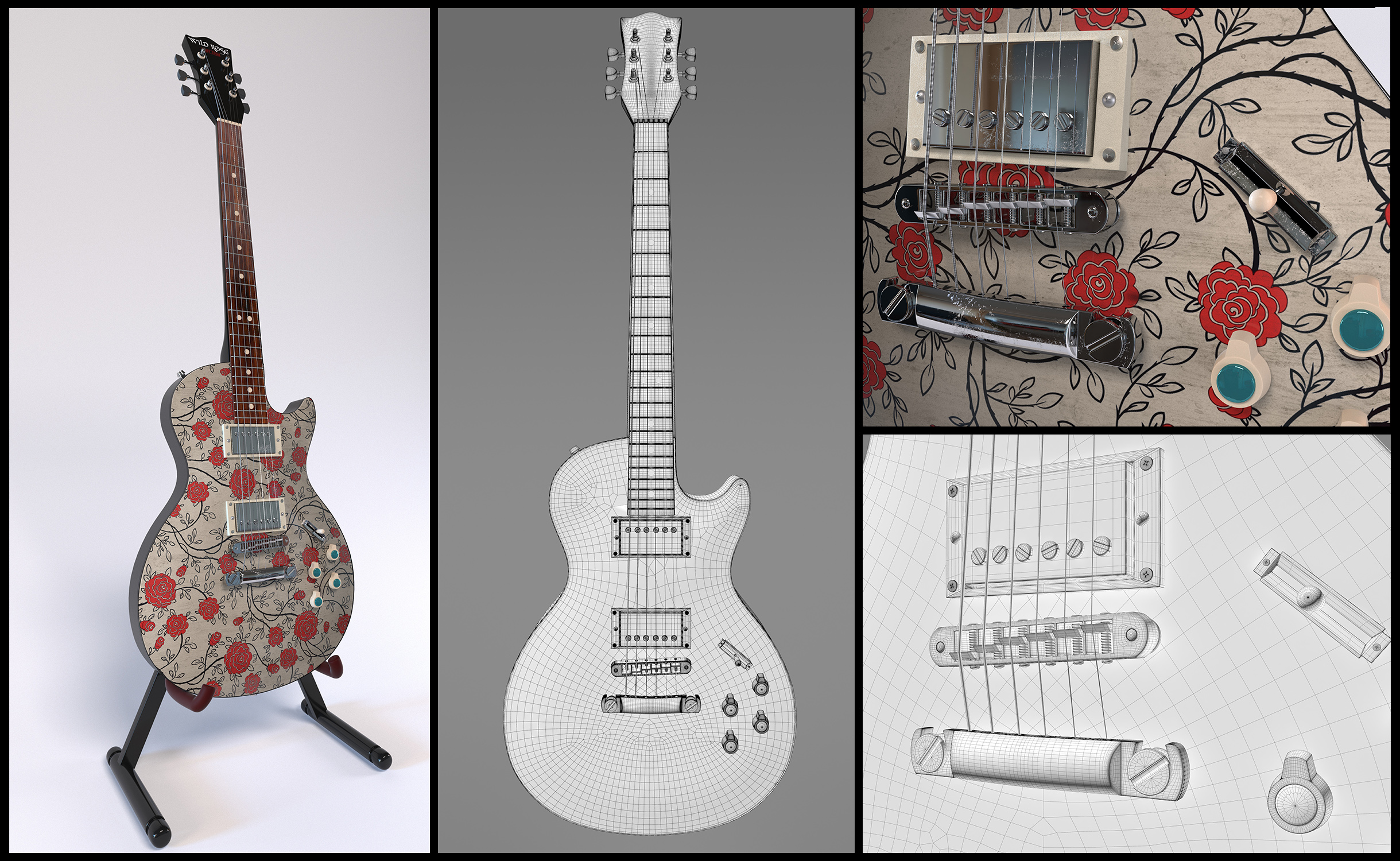 Custom 'Wild Rose' Electric Guitar