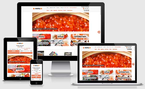 верстка интернет-магазина морепродуктов