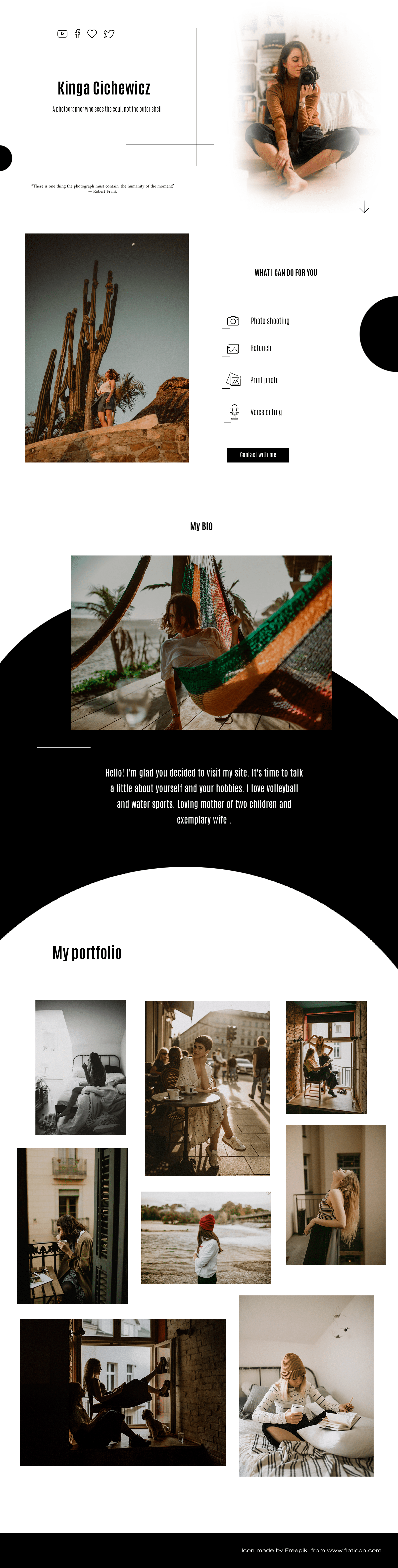 Landing for photographer Kinga Cichewitz