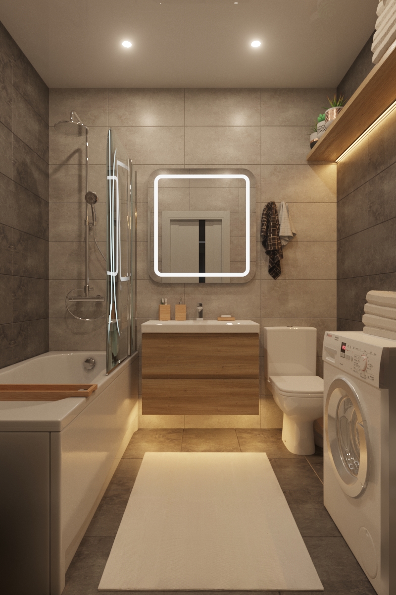 Санузел в однокомнатной квартире