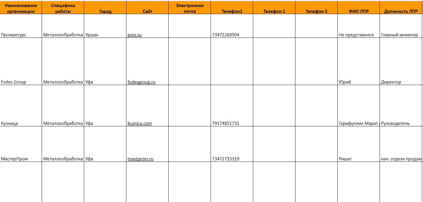 ФРАГМЕНТ формирования  холодной базы с нуля 