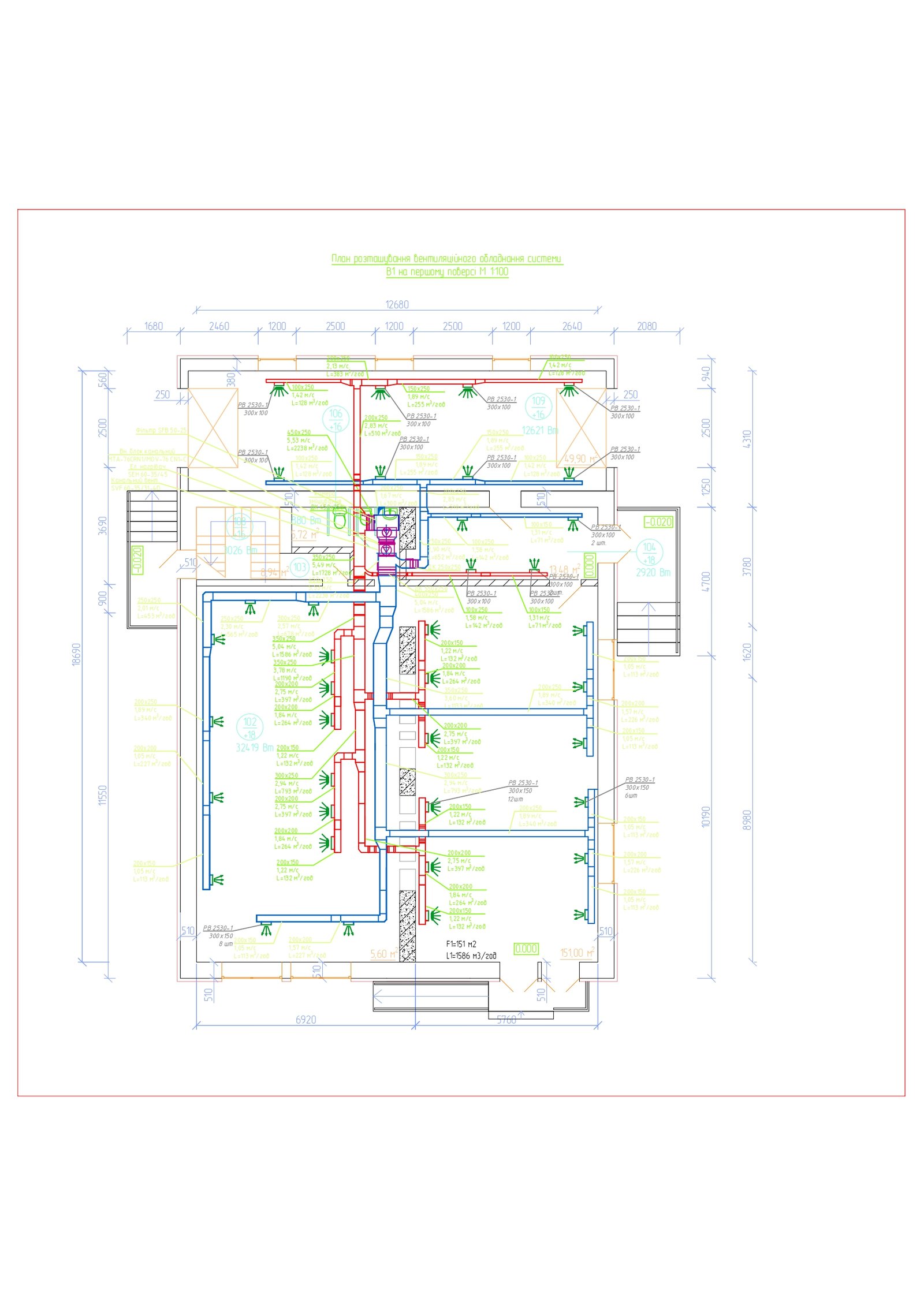 Ventilation and air heating system in a commercial