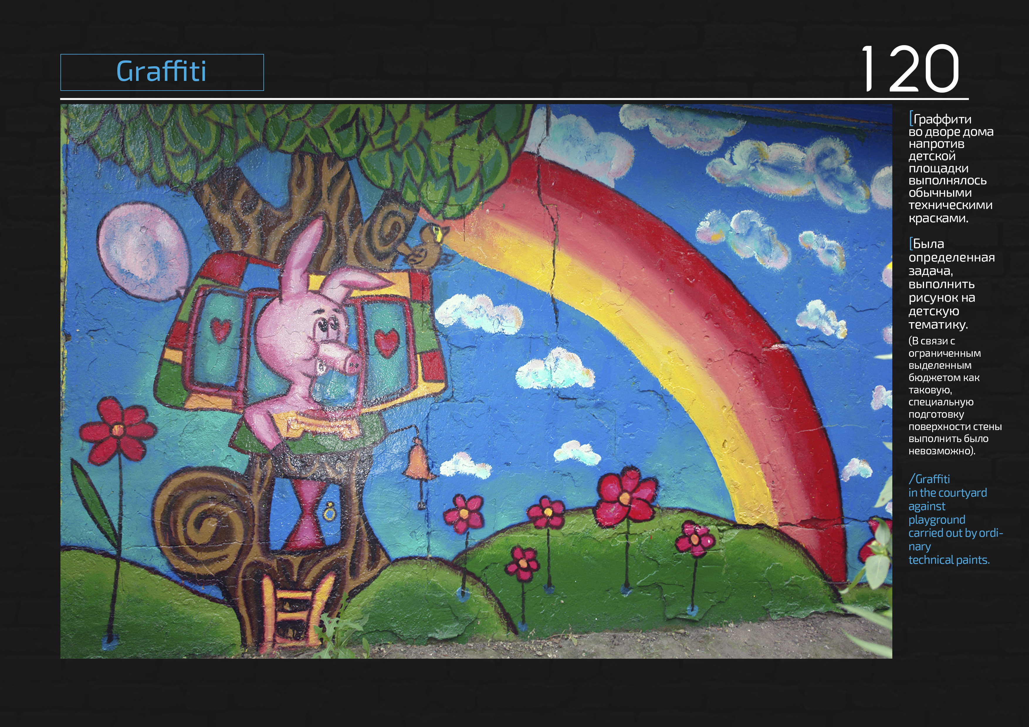 Граффити стена напротив детской площадки