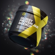 Glossy Protein Jar Mockup