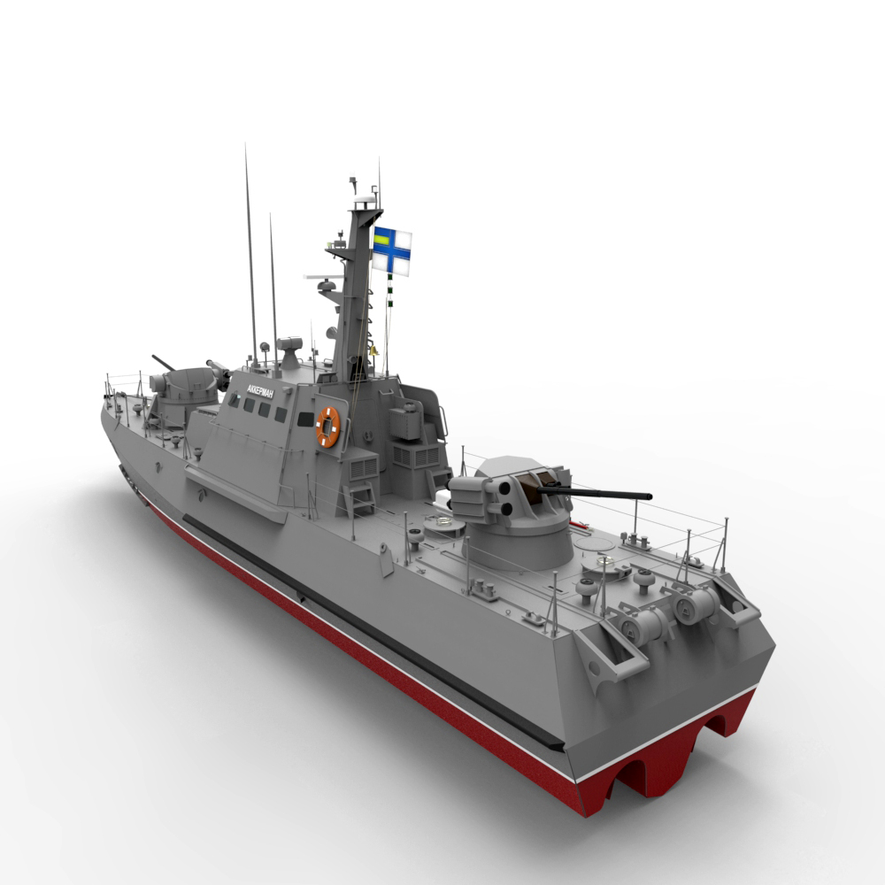 3D визуализация- модель «Малый бронированный артиллерийский катер типа Гюрза М -  U174 АККЕРМАН – ВМФ УКРАИНЫ»