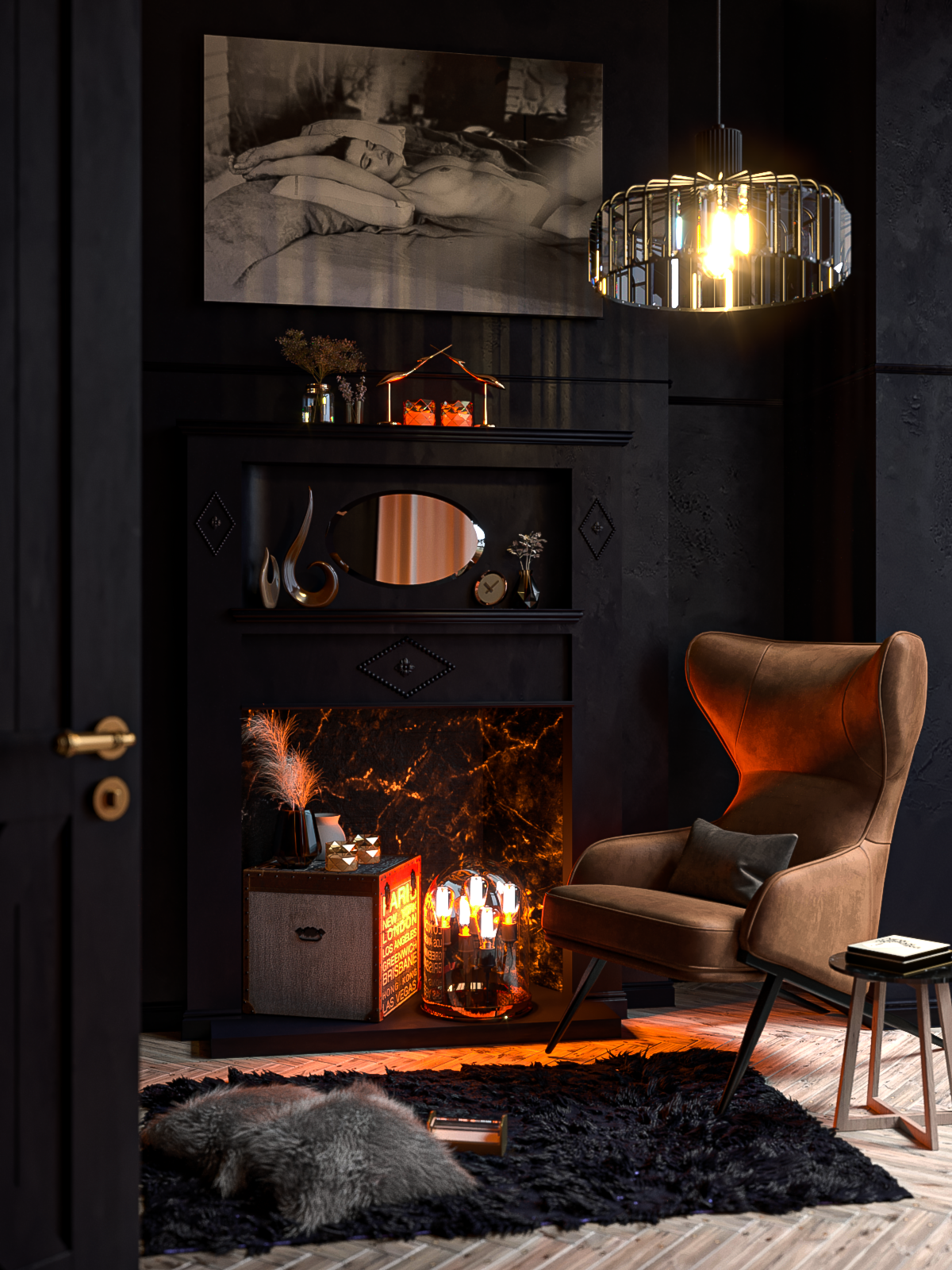 Гостиная с камином