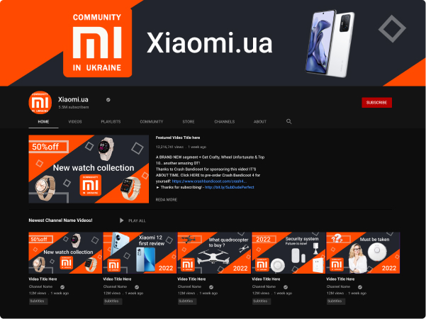 Розробка дизайну сторінки You Tube channel