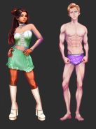 Разработка персонажей (одетые и раздетые)