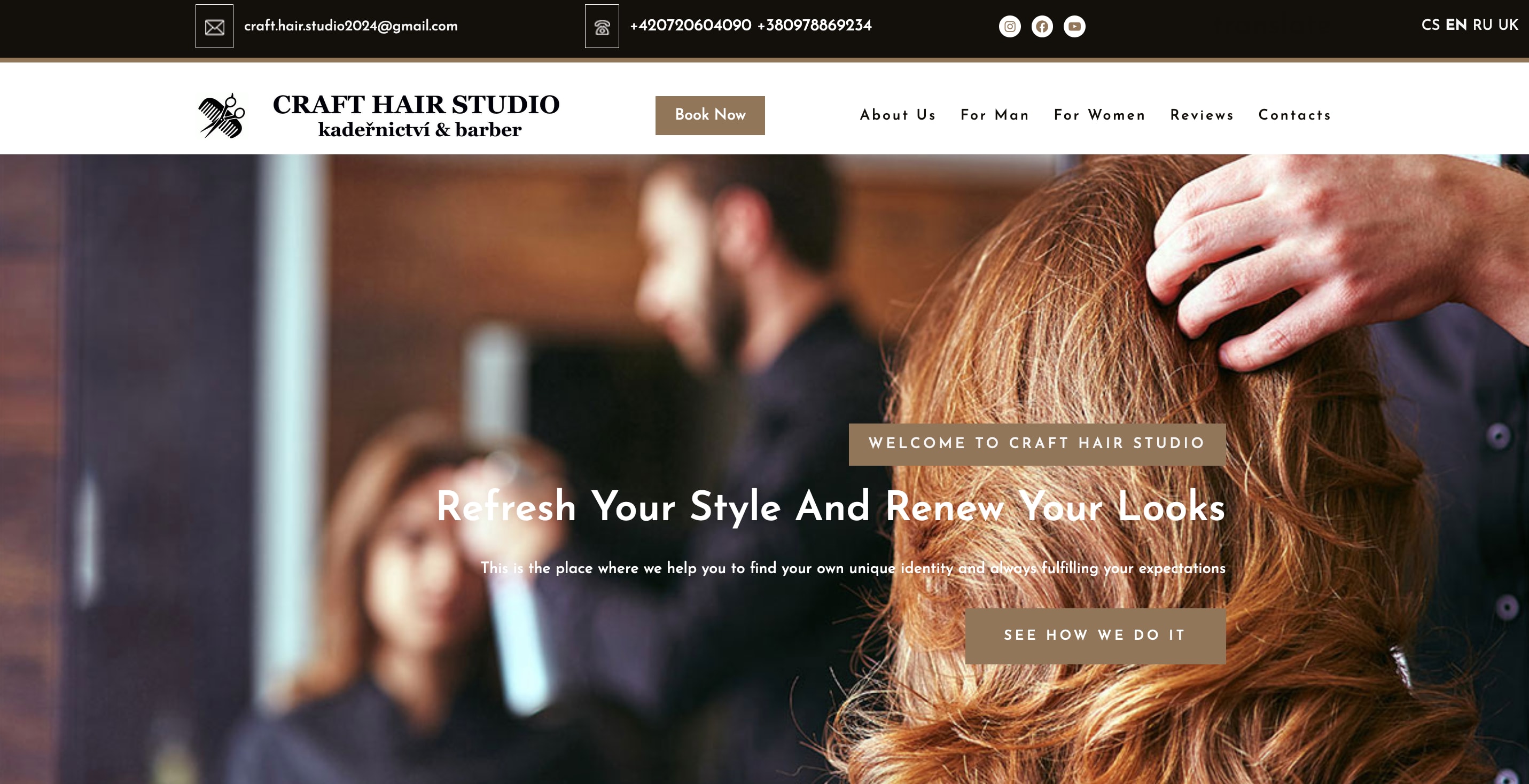 Веб-страница для Craft Hair Studio
